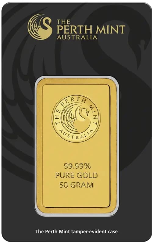 50g Gold Bullion | Perth Mint Gold Bar with Certificate