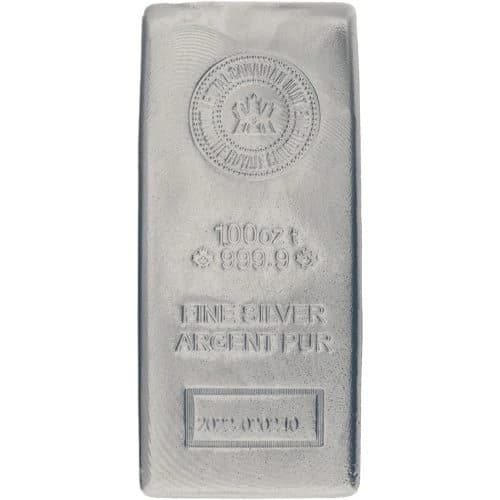 100 oz (RCM) Royal Canadian Mint Silver Bar