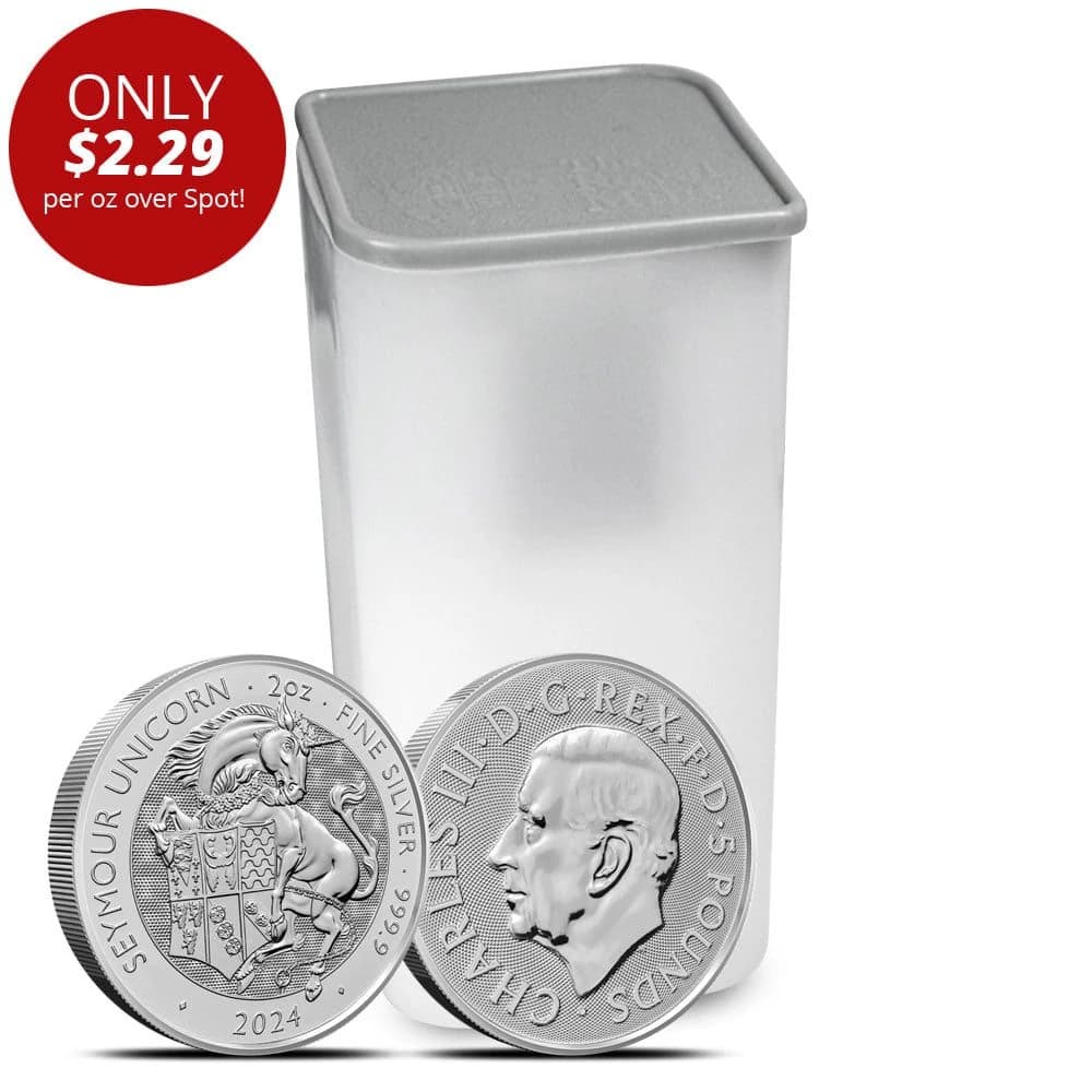 2024 2 oz British Silver Tudor Beasts Seymour Unicorn Tube