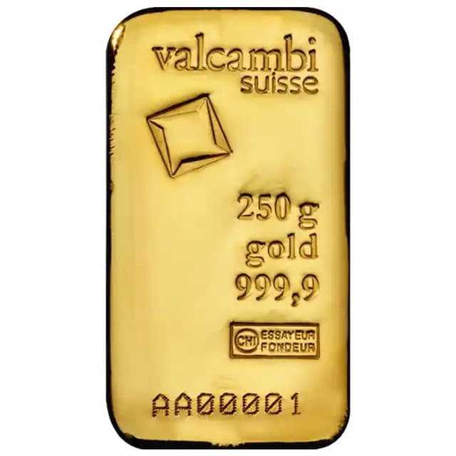 Valcambi 250g cast gold bar