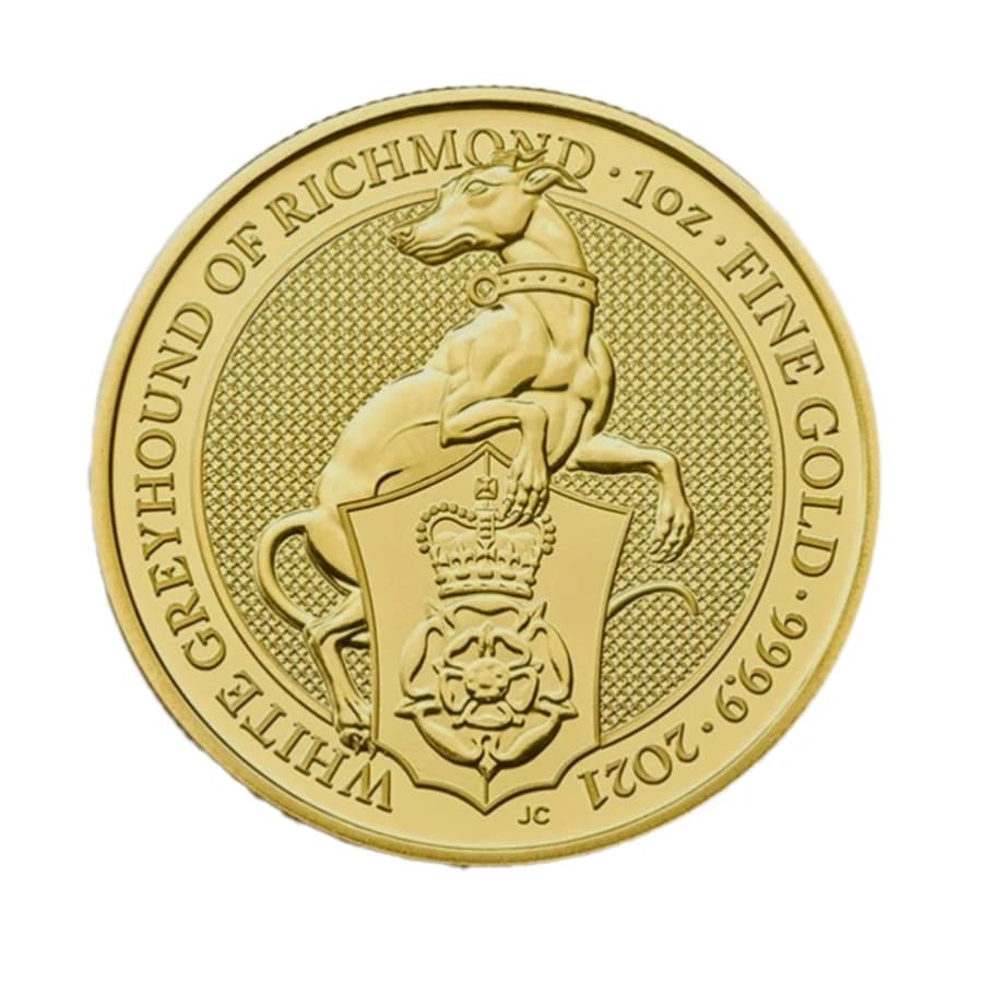 1 oz Queen’s Beasts White Greyhound of Richmond Gold Coin | 2021
