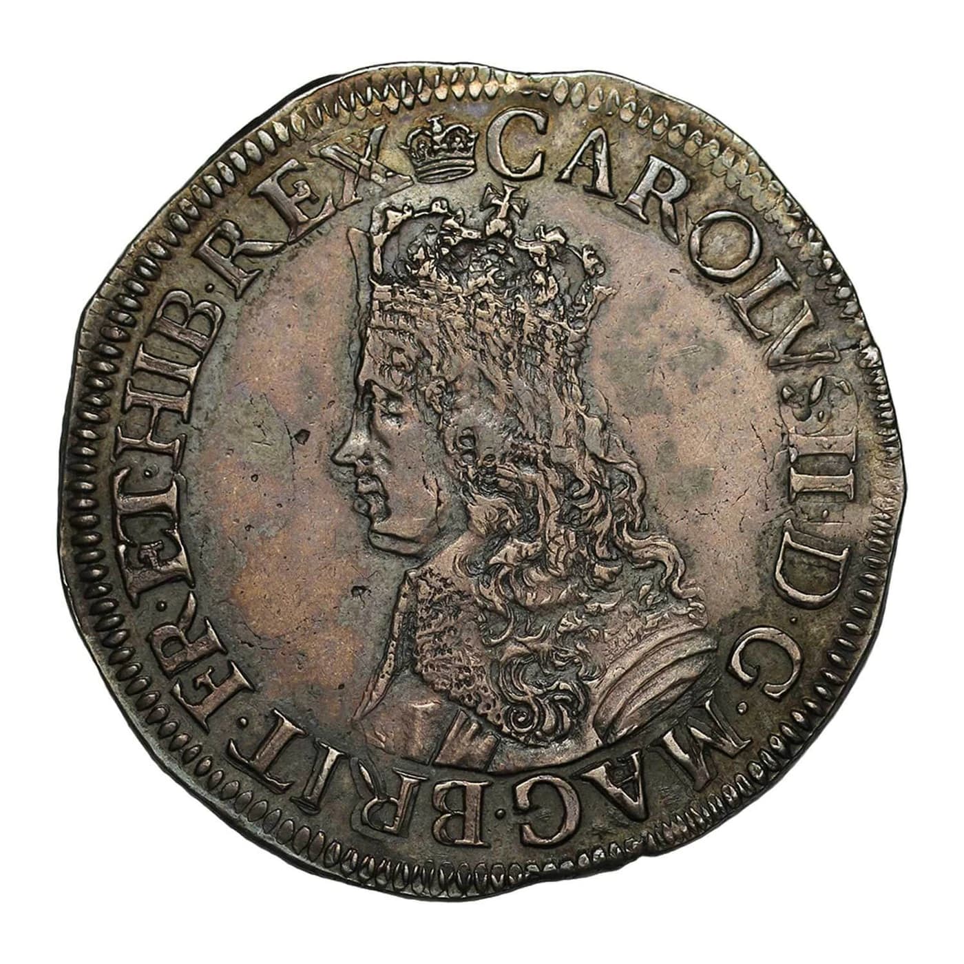 Hisc2sts charles ii first hammered issue shilling by thomas simon obverse