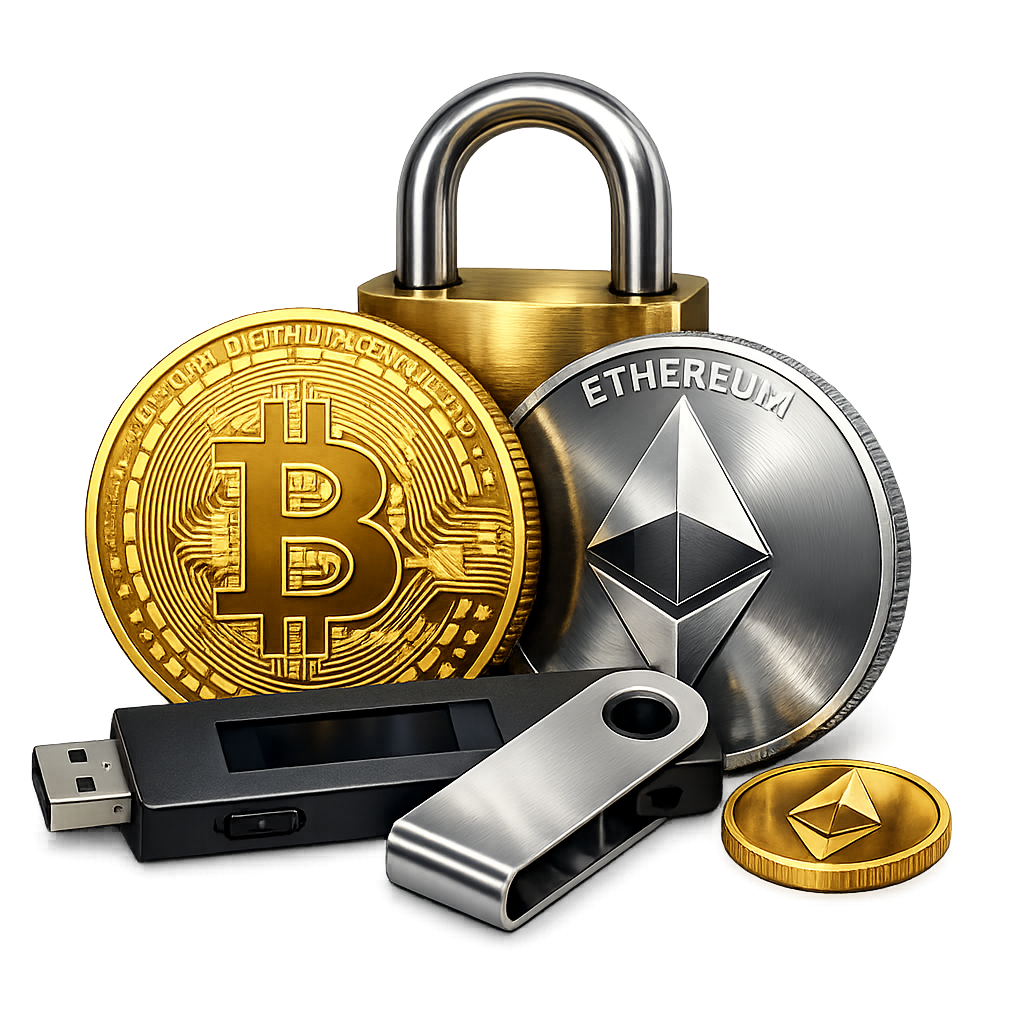 Gold bars and crypto